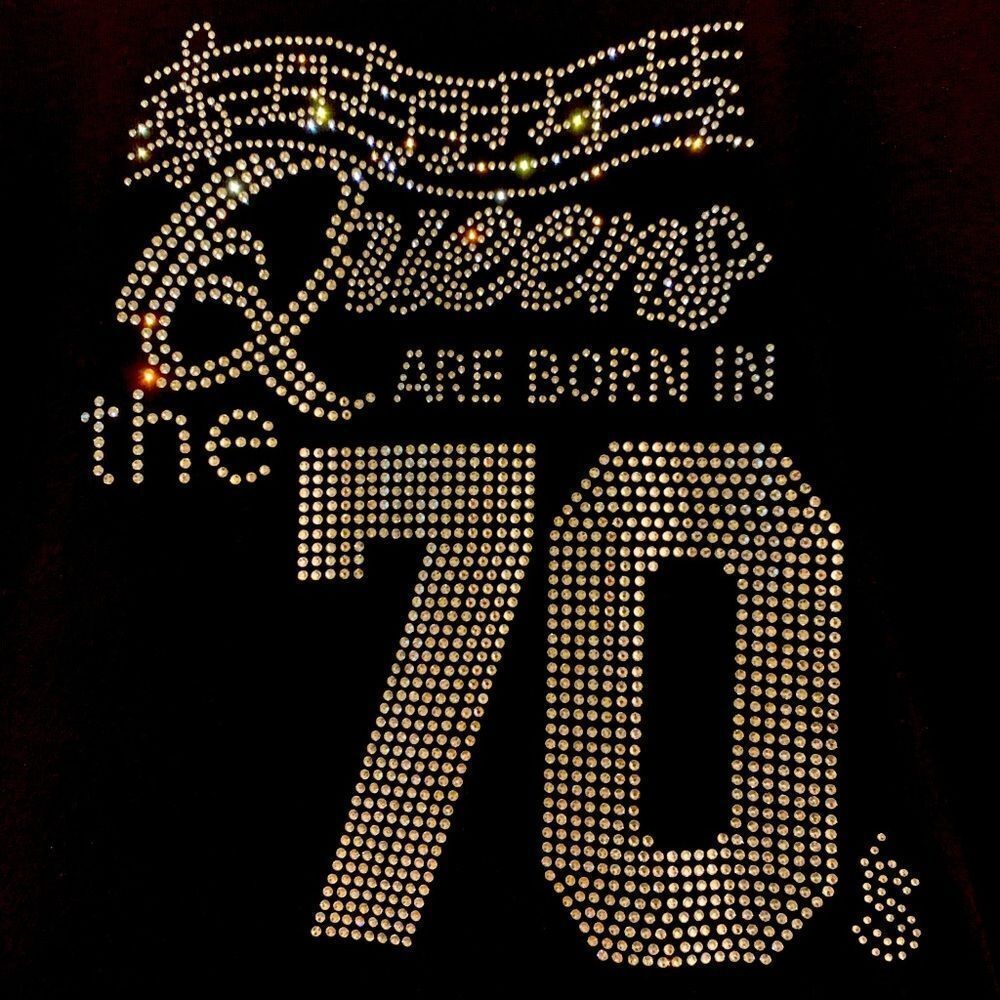 NNWT Queens Are Born In The 70's Rhinestone Tee